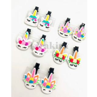 Pinche Unicornio Floreado Set De 2 Piezas X 5 Unidades