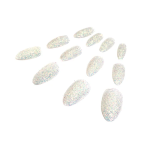 Uñas Postizas Glitter Blanco X1 Set