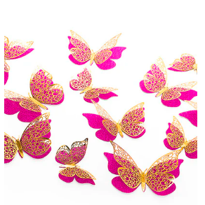 Deco Mariposa Fucsia 12 Unidades