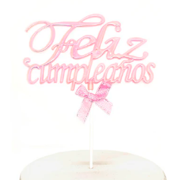 Deco Torta Acrilico Feliz Cumpleaños Rose Glow 1 Unidad